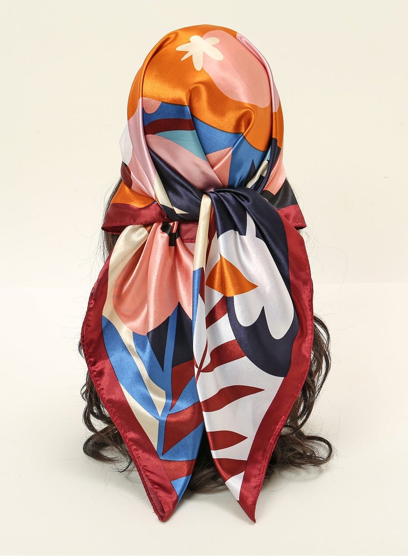 Loquat 35inch Square Silk Head Scarf Fashion Silk Head Scarf for Women Textured Scarf, Suitable For Wrapping Hair Sleeping. - Image 2
